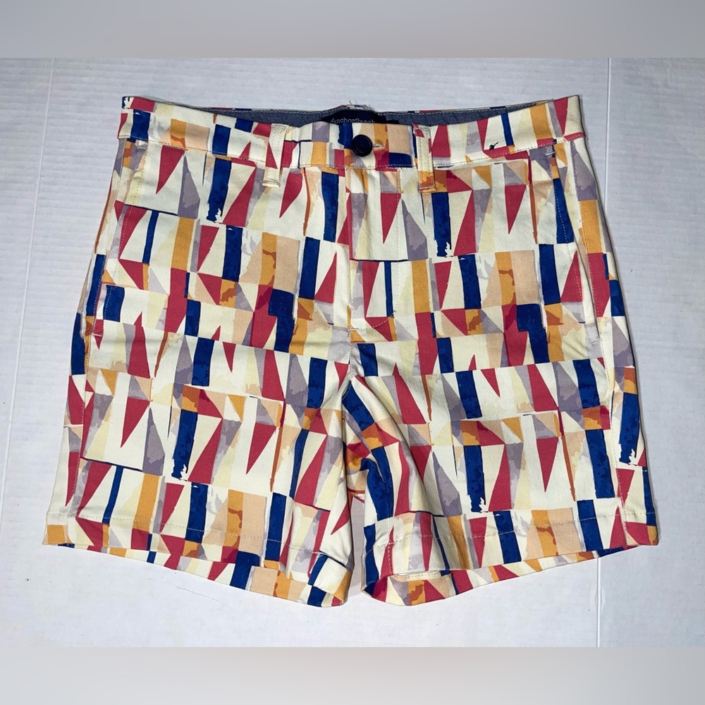 Anchor2anchor Mens 30x5” Color Block Print Shorts Flat Front‎ Chino Preppy Club